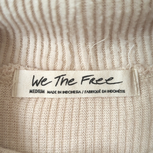 We The Free Juicy Oversized Rib Knit Cowl Neck Split Tulip Back Sweater Cream M - Picture 4 of 12